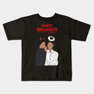 Happy Halloween Devil and Angel Whisper Kids T-Shirt